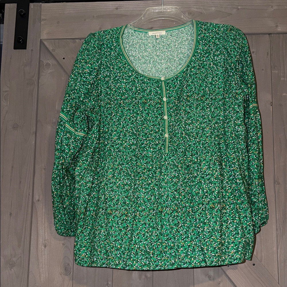 Max Studio Emerald Floral Blouse
